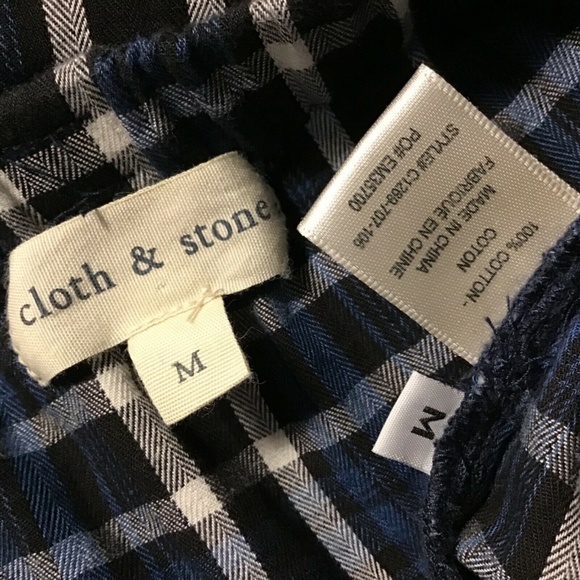 🦋Cloth & Stone Off Shoulder Plaid Blouse Shirt M - Picture 7 of 8